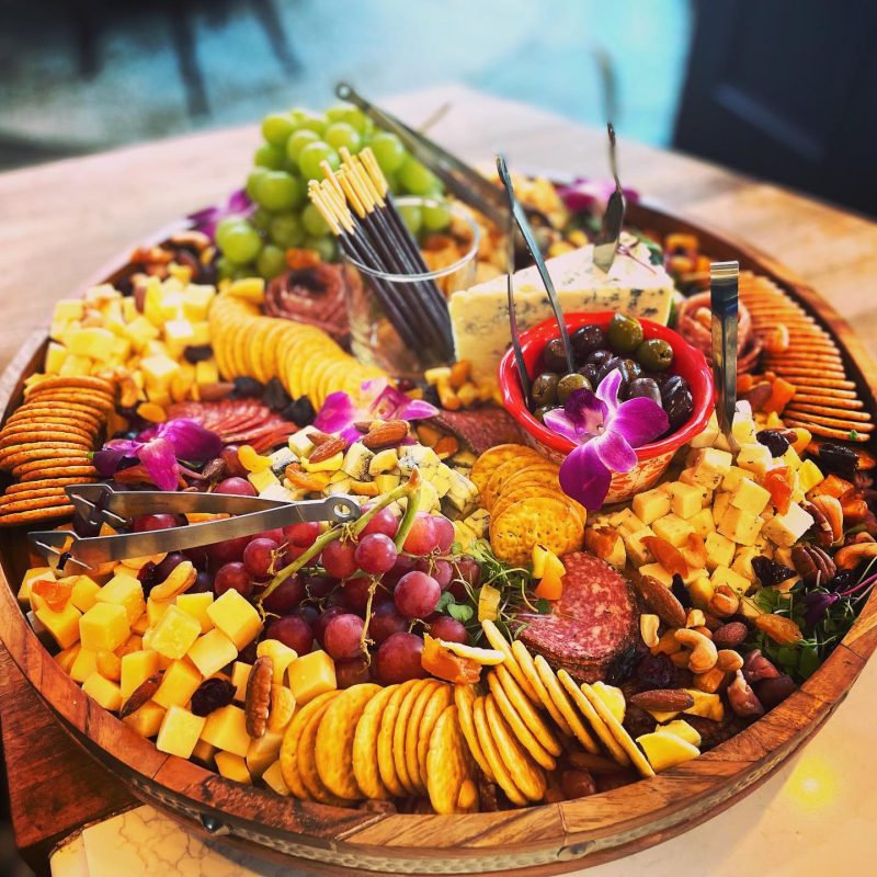 cheese boards with orchids party idea