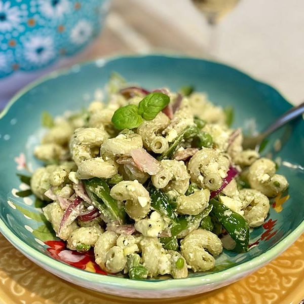 Spring Green Past Salad with Feta and Parmesan Cheese